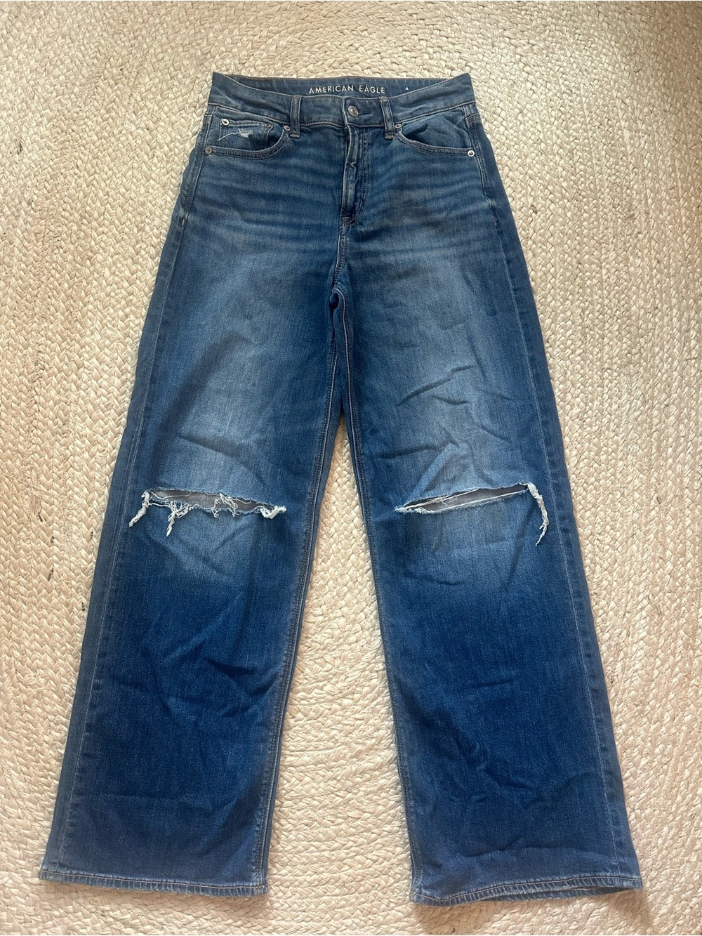 American Eagle Outfitters Blue Denim Jeans with Contrast Stitching